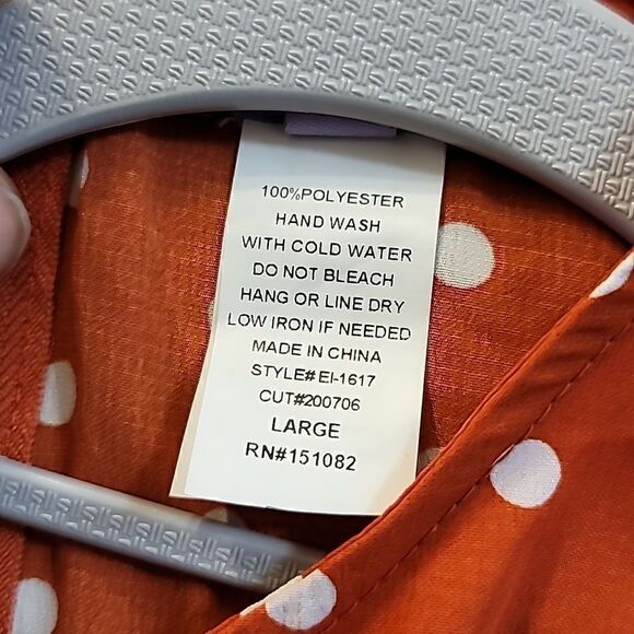 Eien Orange Polka Dot Full length Pleated Dress - Picture 8 of 12